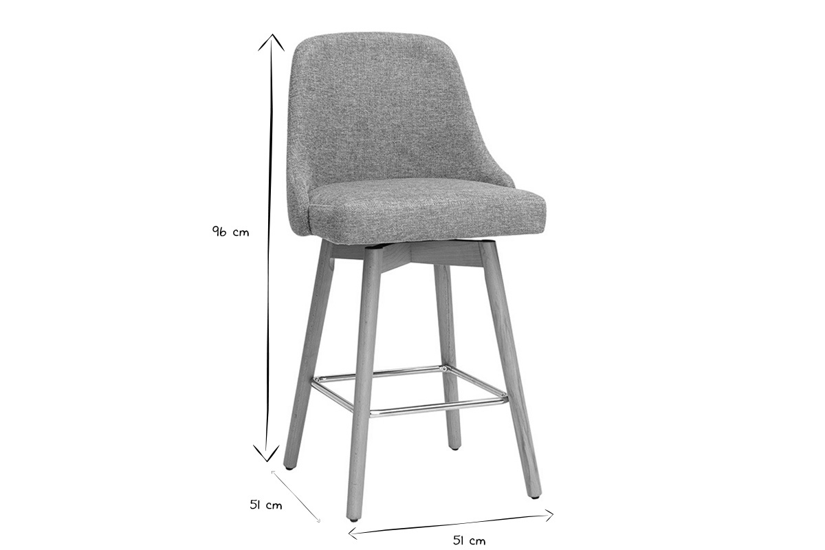 Sgabelli da bar scandinavi girevoli a 360 in tessuto effetto velluto cedro e legno massello di faggio H65 cm (set di 2) HASTA