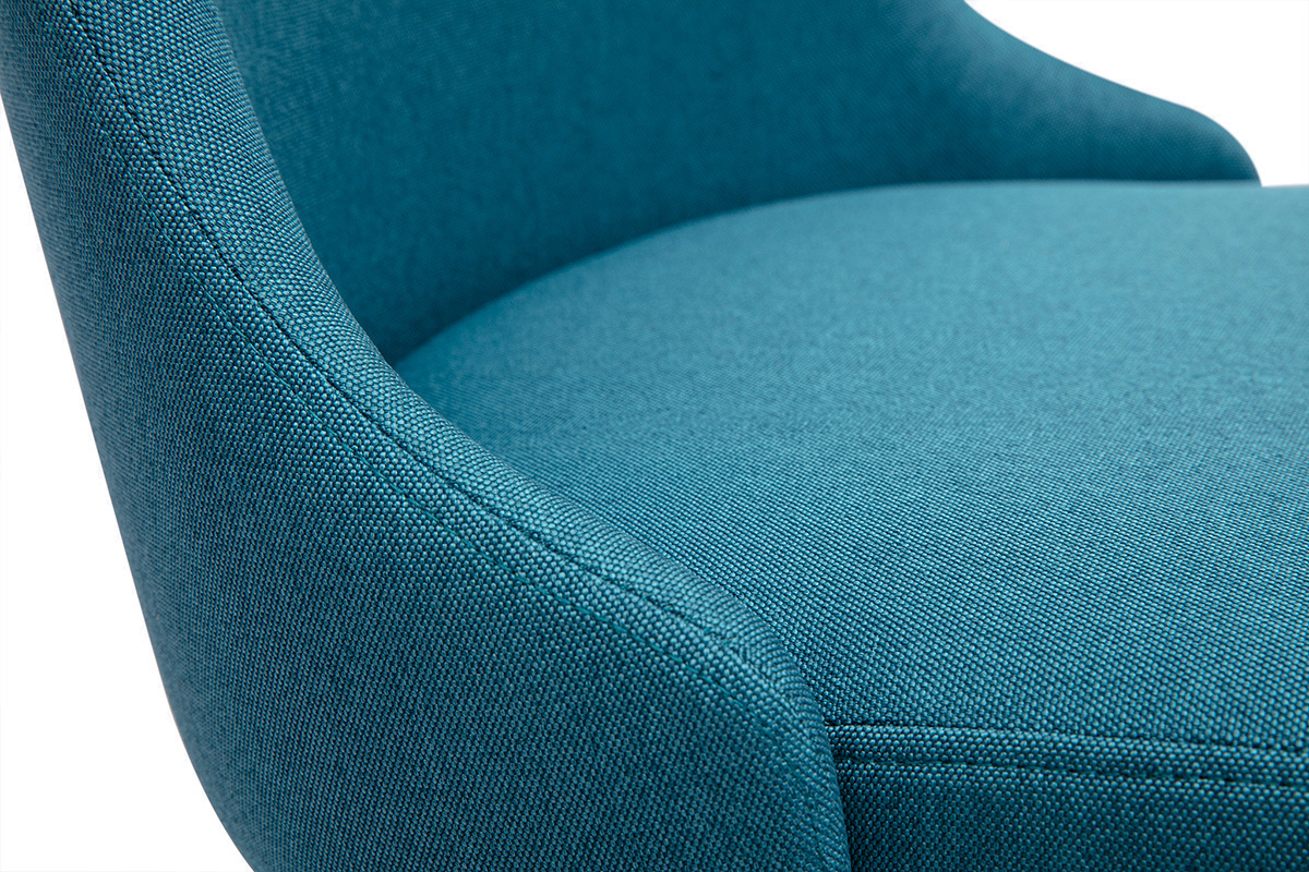 Sgabelli da bar scandinavi girevoli a 360� in tessuto blu petrolio e legno massello di faggio H65 cm (set di 2) HASTA