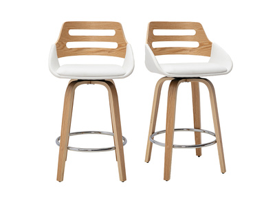 Sgabelli da bar scandinavi girevoli bianchi e legno chiaro H65,5 cm (lotto di 2) PERNIK