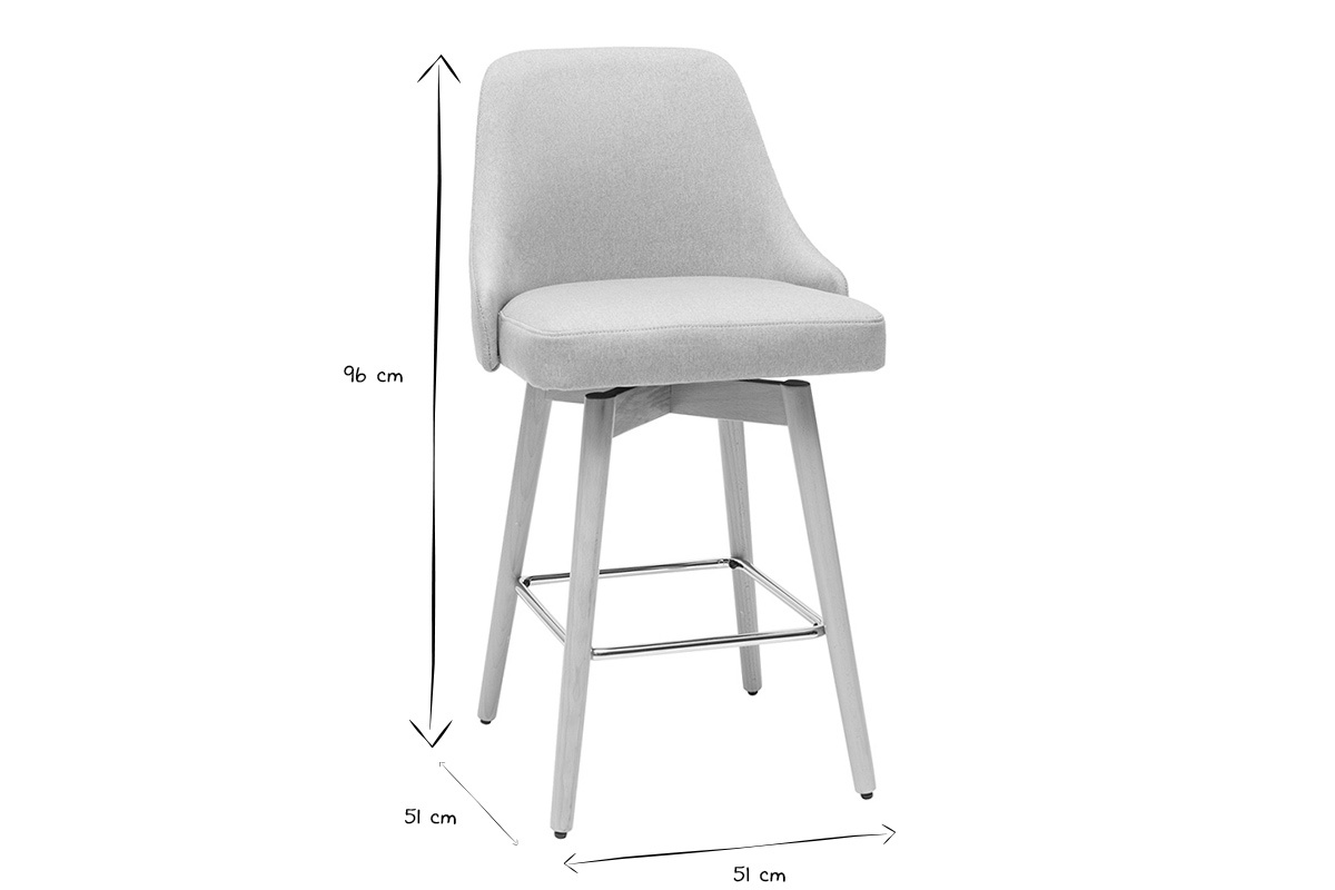 Sgabelli da bar scandinavi girevoli grigio chiaro H 65 cm (set di 2) HASTA
