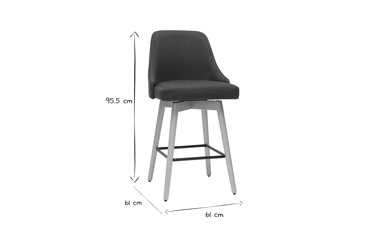 Sgabelli da bar scandinavi girevoli grigio scuro H 65 cm (set di 2) HASTA