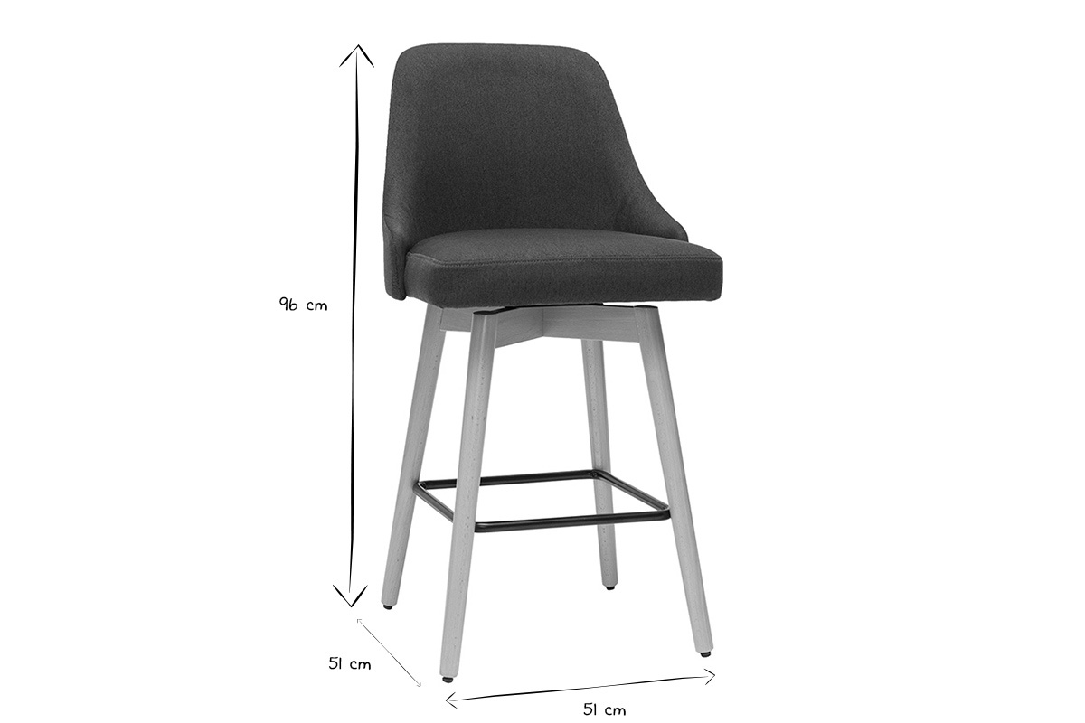 Sgabelli da bar scandinavi girevoli grigio scuro H 65 cm (set di 2) HASTA