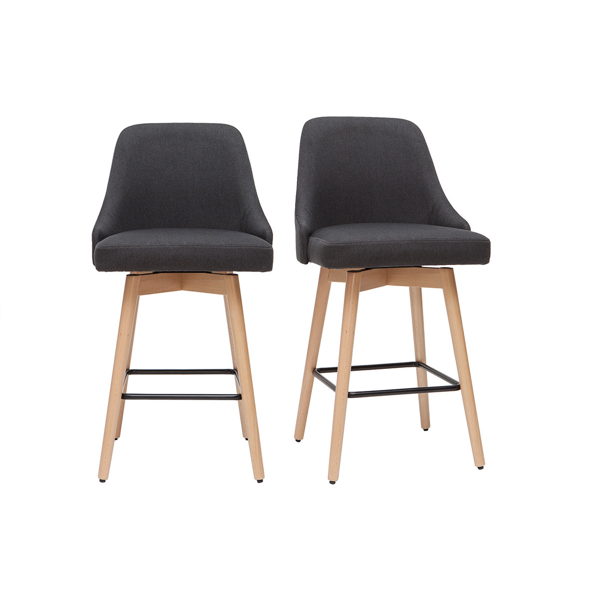 Sgabelli da bar scandinavi girevoli grigio scuro H 65 cm (set di 2) HASTA