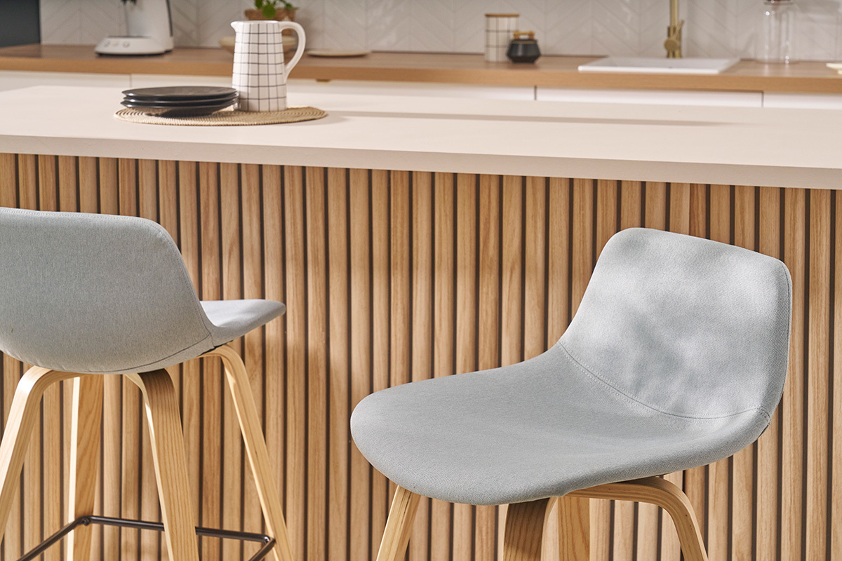 Sgabelli da bar scandinavi grigio chiaro e legno(set di 2) NONIE