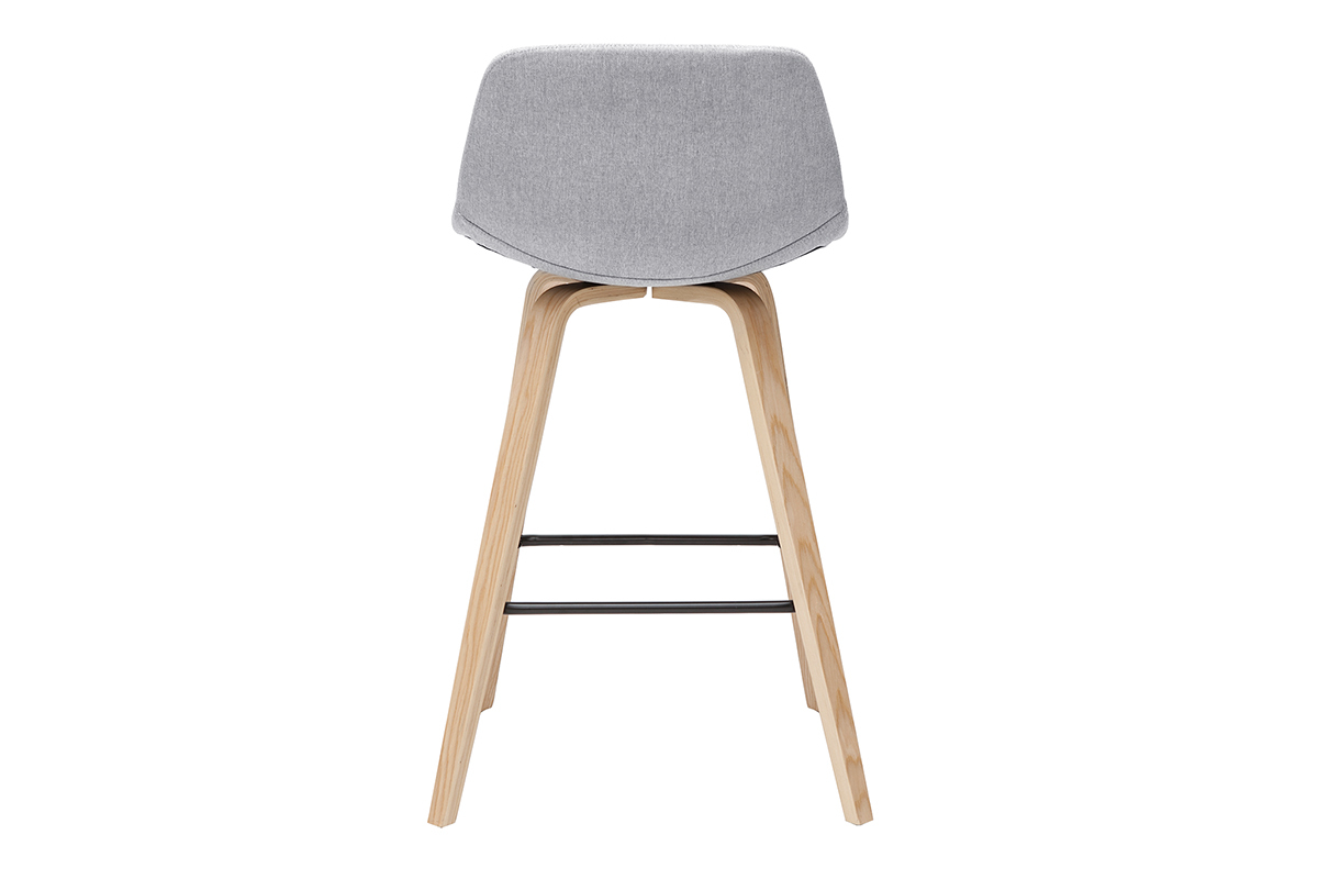 Sgabelli da bar scandinavi grigio chiaro e legno H 65 cm (set di 2) NONIE
