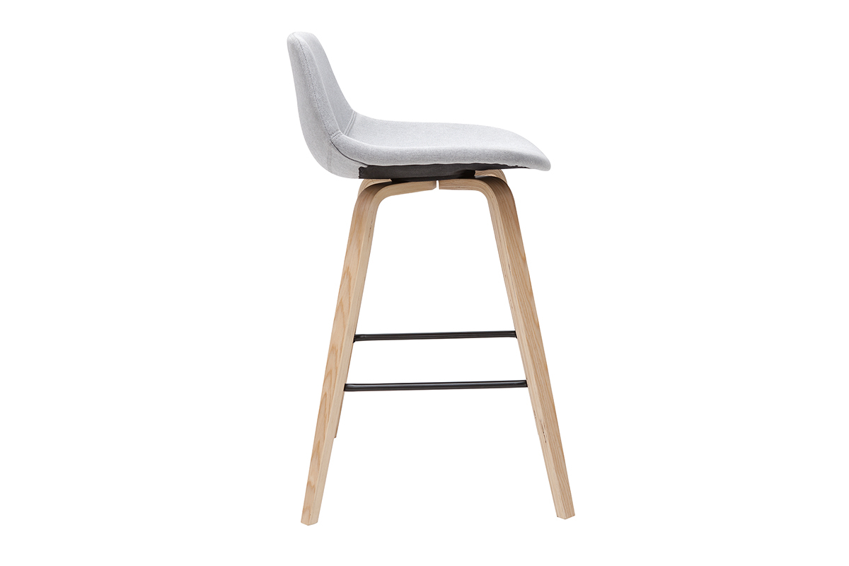 Sgabelli da bar scandinavi grigio chiaro e legno H 65 cm (set di 2) NONIE