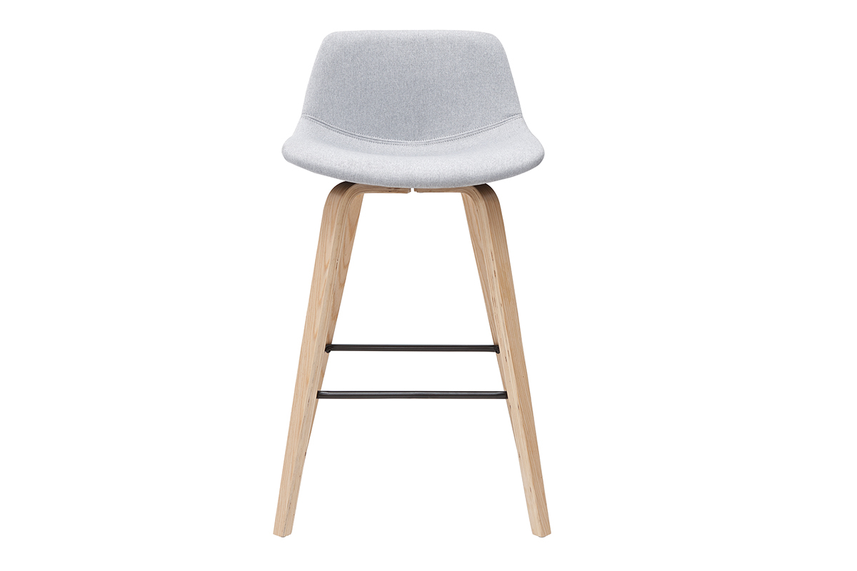 Sgabelli da bar scandinavi grigio chiaro e legno H 65 cm (set di 2) NONIE