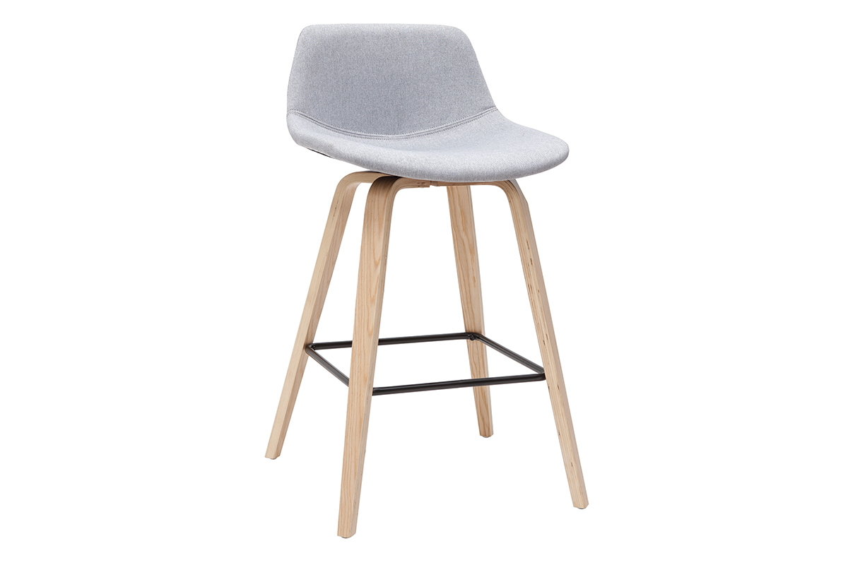 Sgabelli da bar scandinavi grigio chiaro e legno H 65 cm (set di 2) NONIE