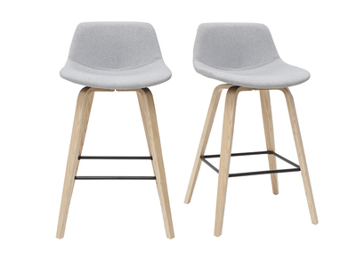 Sgabelli da bar scandinavi grigio chiaro e legno H 65 cm (set di 2) NONIE