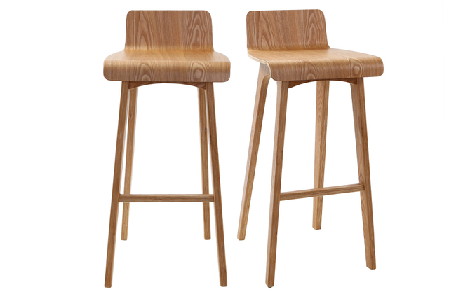 Set 2 Sgabelli Da Bar Scandinavi Maxon Atmosphera, Colore Kaki, Con Seduta Imbottita E Base In Legno Di Faggio, Alti 92 Cm