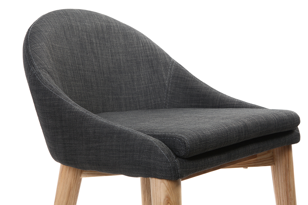 Sgabelli da bar scandinavi in tessuto grigio antracite e massello di frassino H66 cm (set di 2) DALIA
