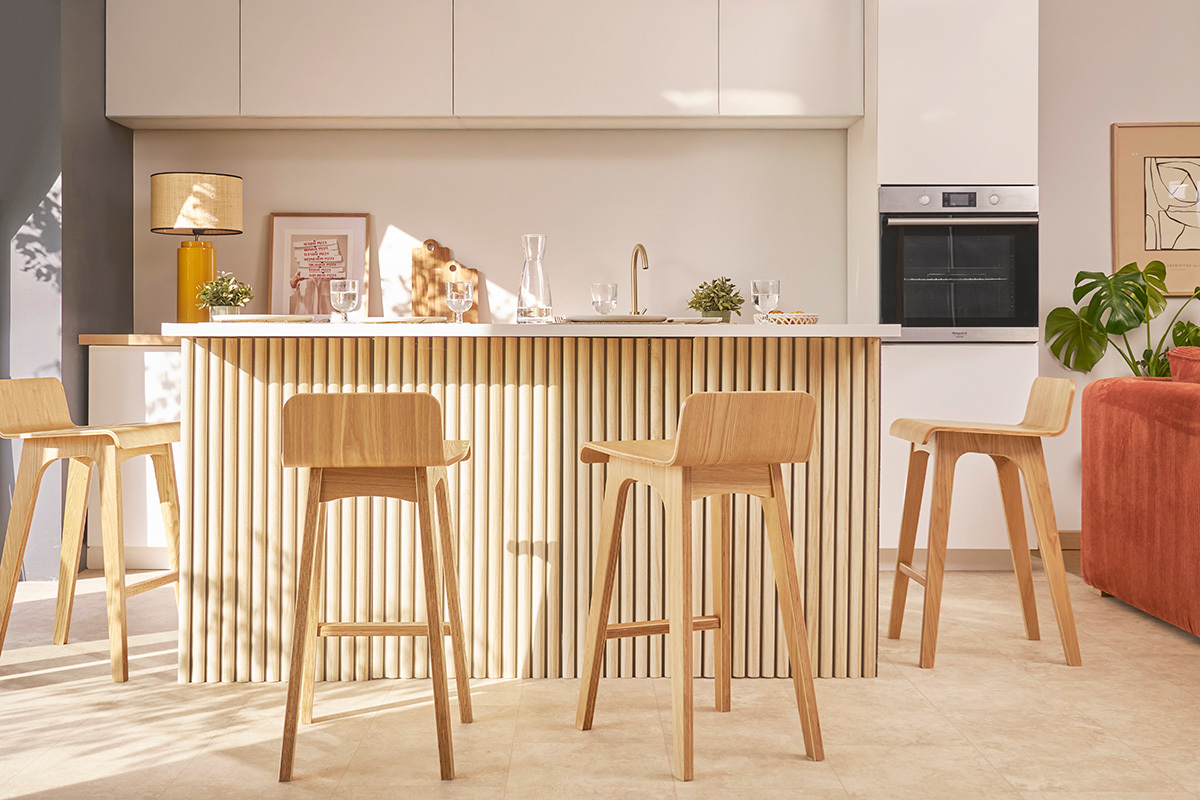 Sgabelli da bar scandinavi legno chiaro H65 cm (set di 2) BALTIK