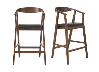 Sgabelli da bar scandinavi neri e legno scuro H66,5 cm (lotto di 2) BAHIA