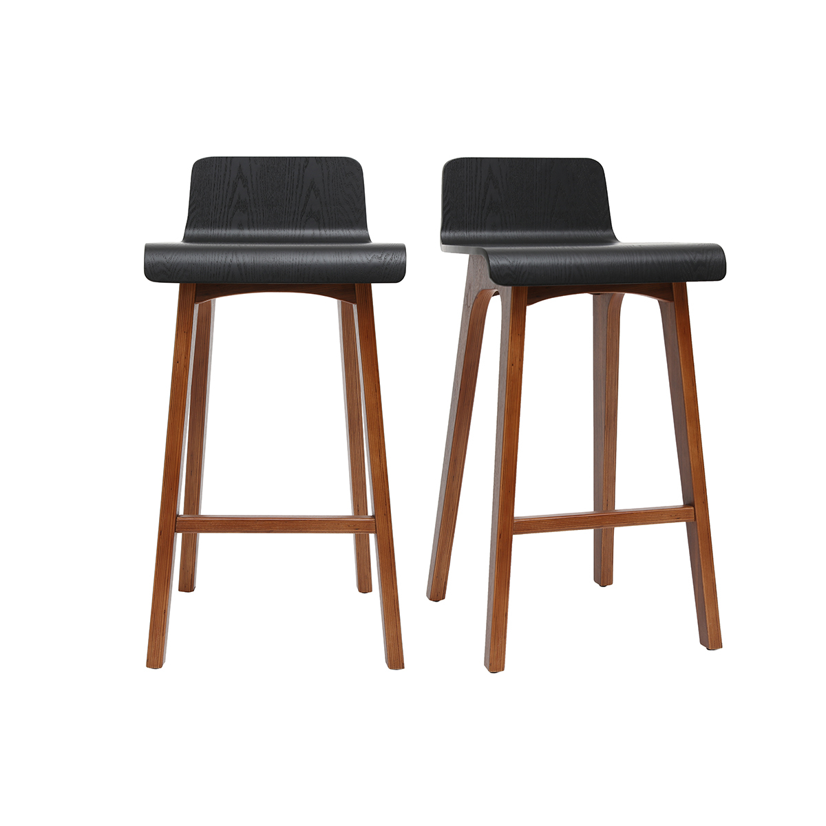 Sgabelli da bar scandinavi noce e nero H65 cm (set di 2) BALTIK