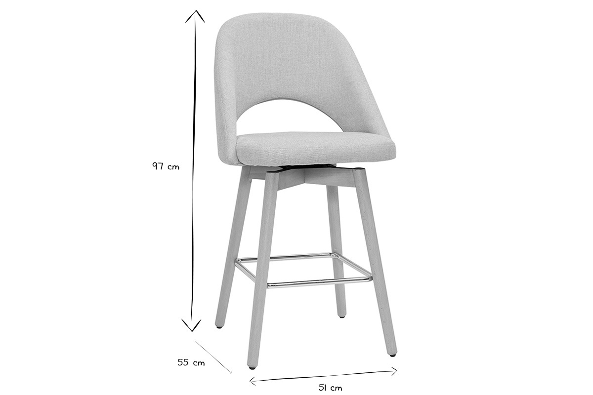 Sgabelli da bar scandinavi tessuto effetto velluto testurizzato beige e massello di hevea 65 cm (set di 2) COSETTE