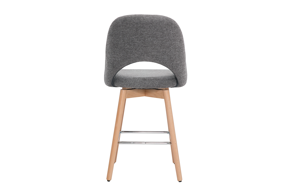 Sgabelli da bar scandinavi tessuto effetto velluto testurizzato grigio e massello di hevea 65 cm (set di 2) COSETTE