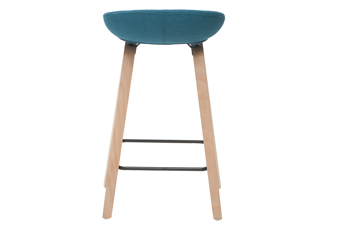 Sgabelli da bar tessuto foglia di t e gambe in legno H65 cm (set di 2) LINO