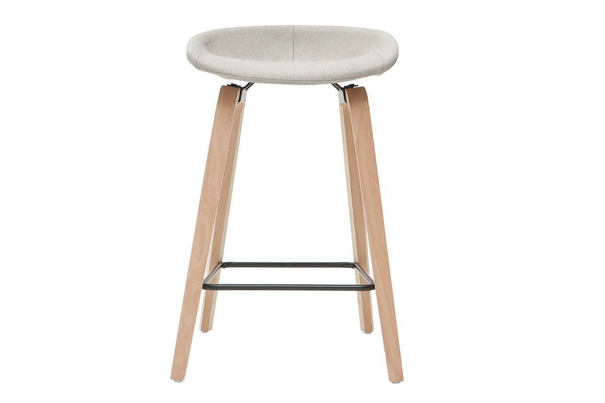 Sgabelli da bar tessuto grigio e gambe in legno H65 cm (set di 2) LINO