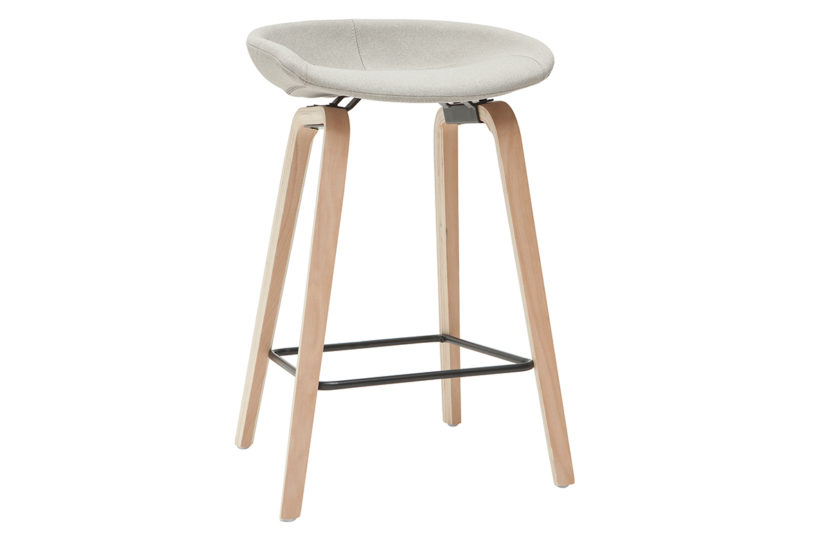 Sgabelli da bar tessuto grigio e gambe in legno H65 cm (set di 2) LINO
