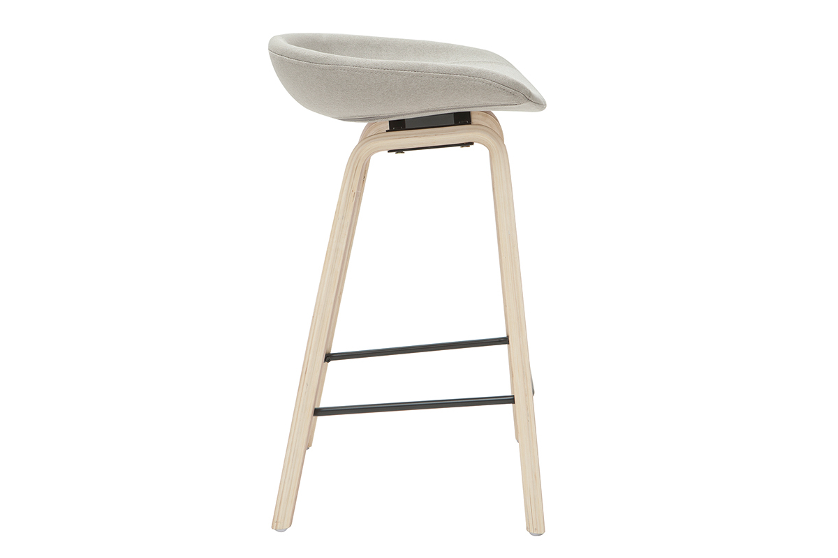 Sgabelli da bar tessuto grigio e gambe in legno H65 cm (set di 2) LINO