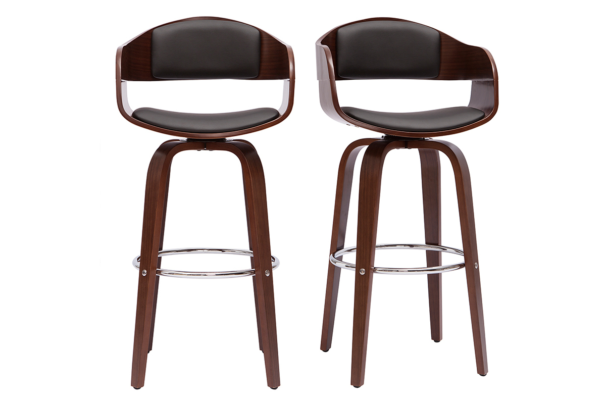 Sgabelli da bar vintage girevoli 360� noce H67 cm GAO