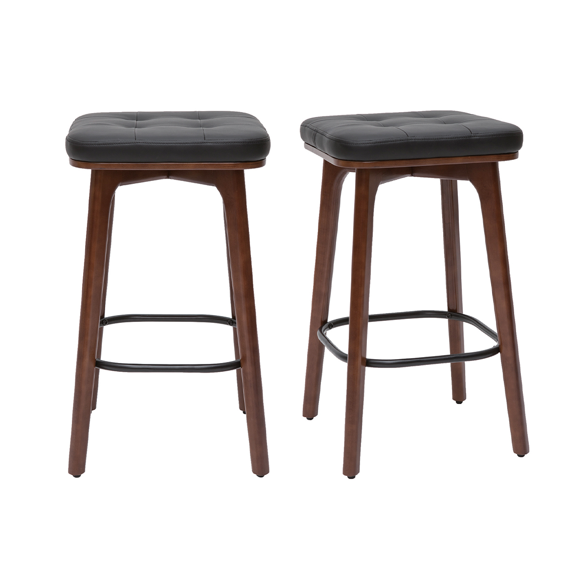 Sgabelli da bar vintage nero e legno scuro 65 cm (set di 2) GRAMMA