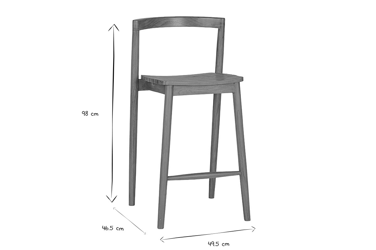 Dimensioni dello sgabello da giardino in bianco e nero: altezza 98 cm, larghezza 49,5 cm, profondit� 46,5 cm.