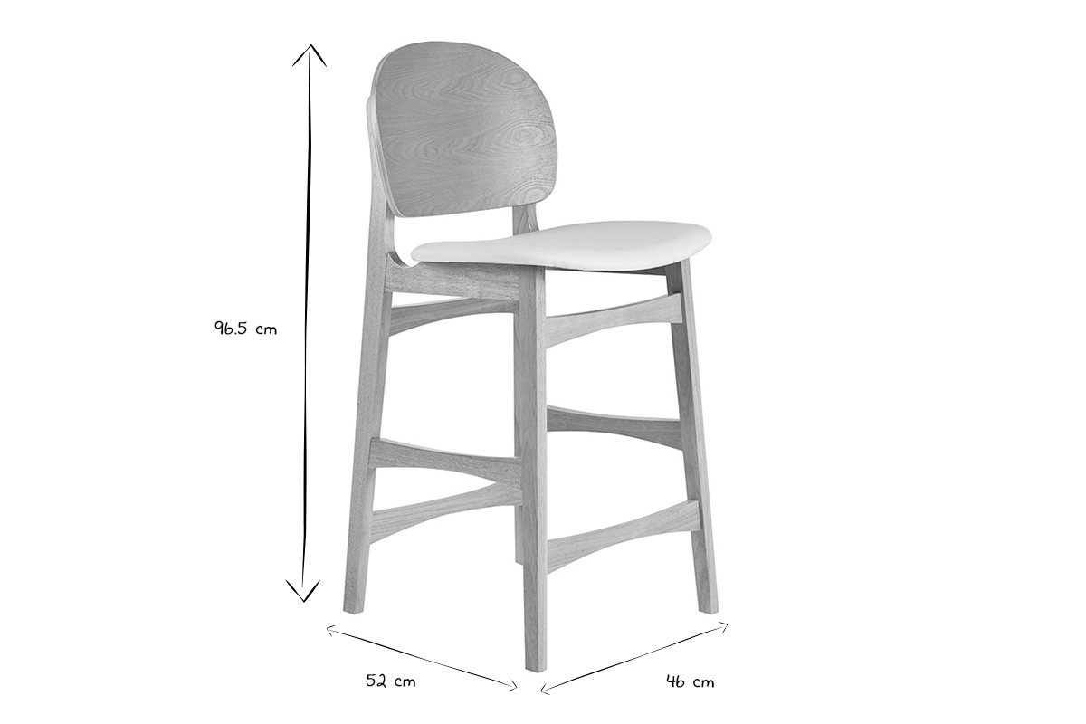 Sgabelli scandinavi in legno chiaro frassino e bianco (lotto di 2) ELTON