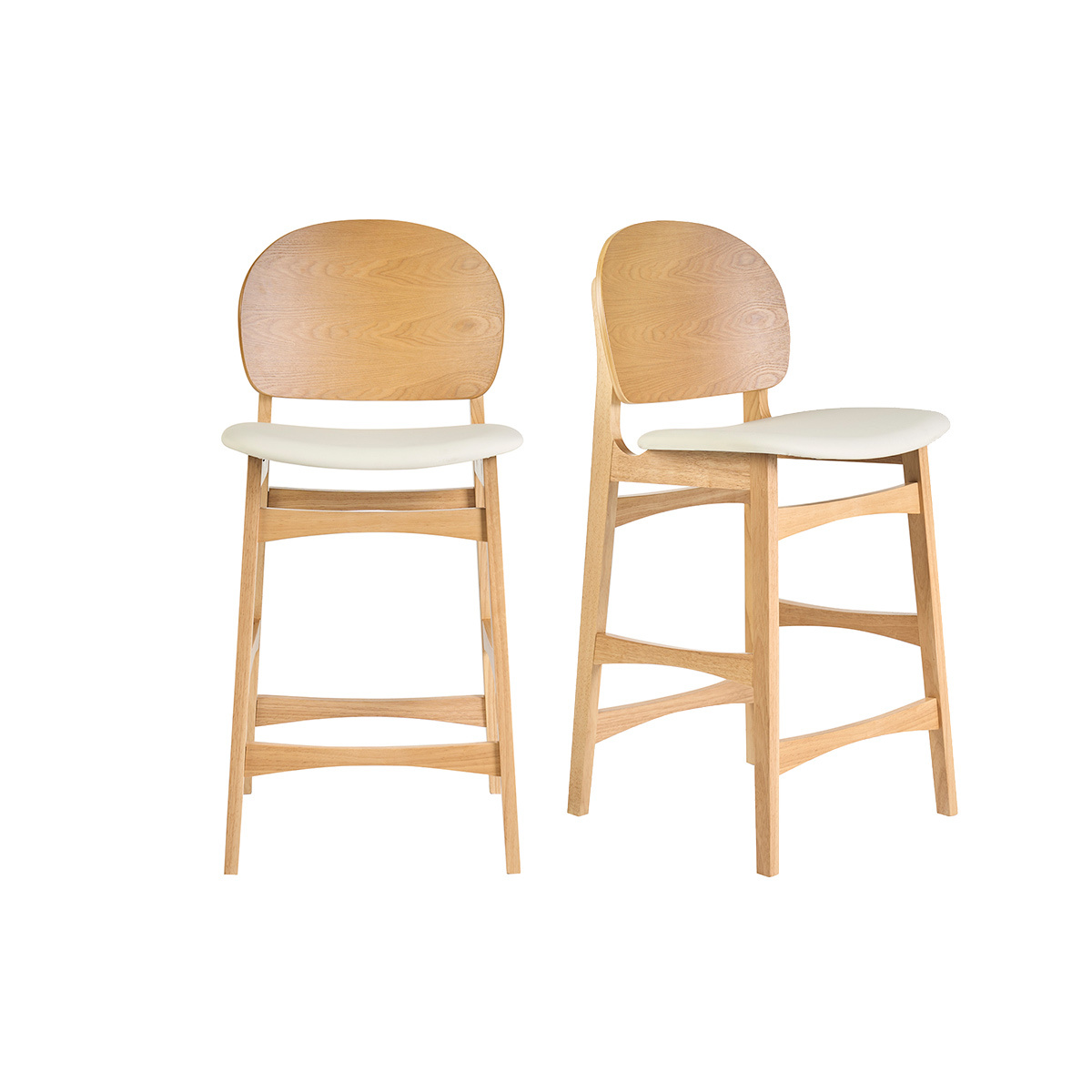 Sgabelli scandinavi in legno chiaro frassino e bianco (lotto di 2) ELTON