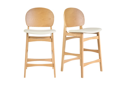 Sgabelli scandinavi in legno chiaro frassino e bianco (lotto di 2) ELTON