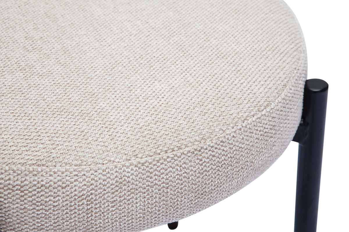 Sgabello basso impilabile in tessuto effetto velluto testurizzato beige e metallo nero H41 cm KIKO