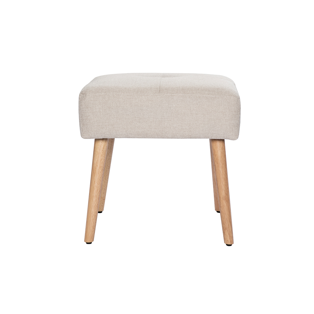 Sgabello basso in tessuto effetto velluto testurizzato beige e legno massello chiaro H46 GUESTA