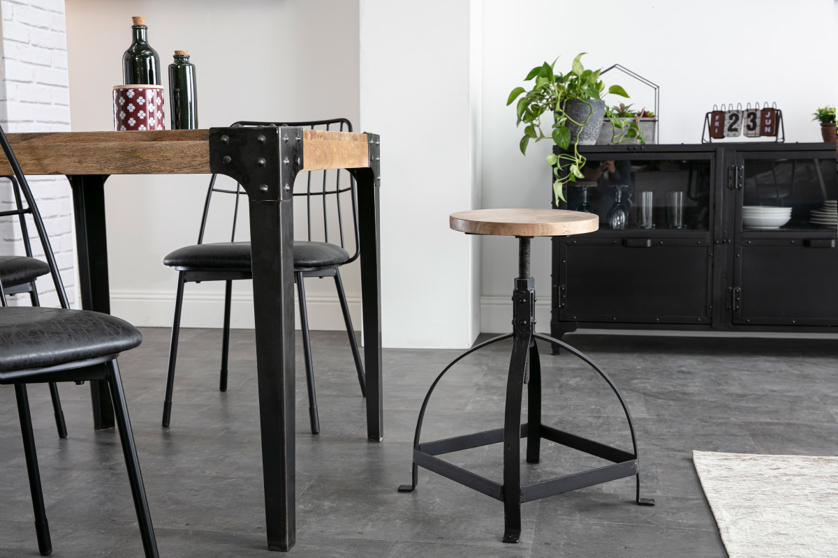 Sgabello complementare metallo e legno H 65 cm INDUSTRIA