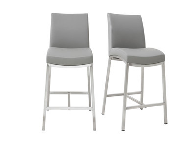 Sgabello da bar alluminio spazzolato PU grigio chiaro 66cm gruppo di 2 OLLY
