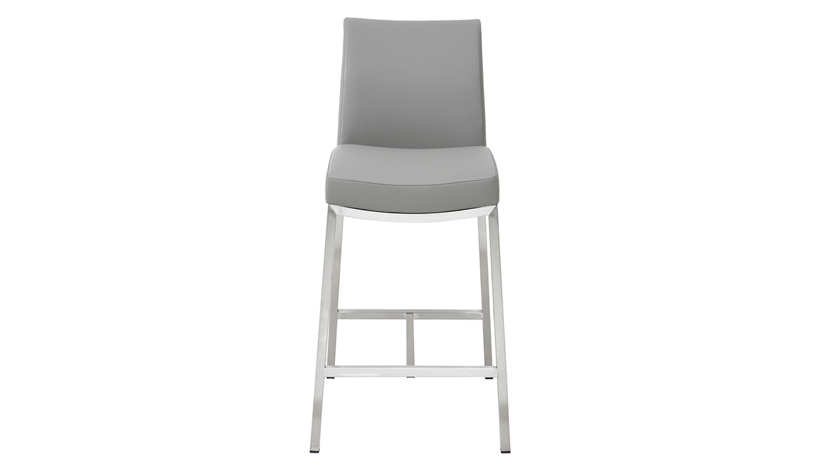 Sgabello da bar alluminio spazzolato PU grigio chiaro 66cm set di 2 OLLY