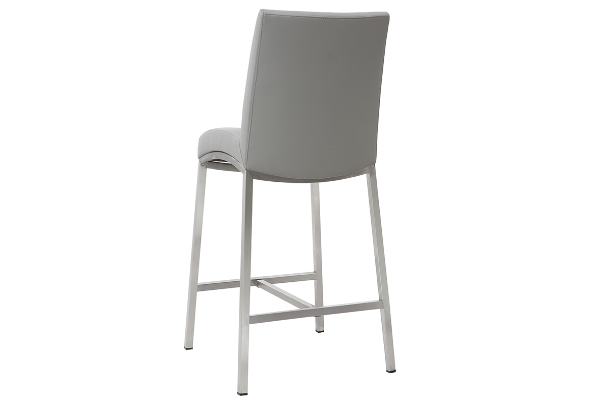 Sgabello da bar alluminio spazzolato PU grigio chiaro 66cm set di 2 OLLY