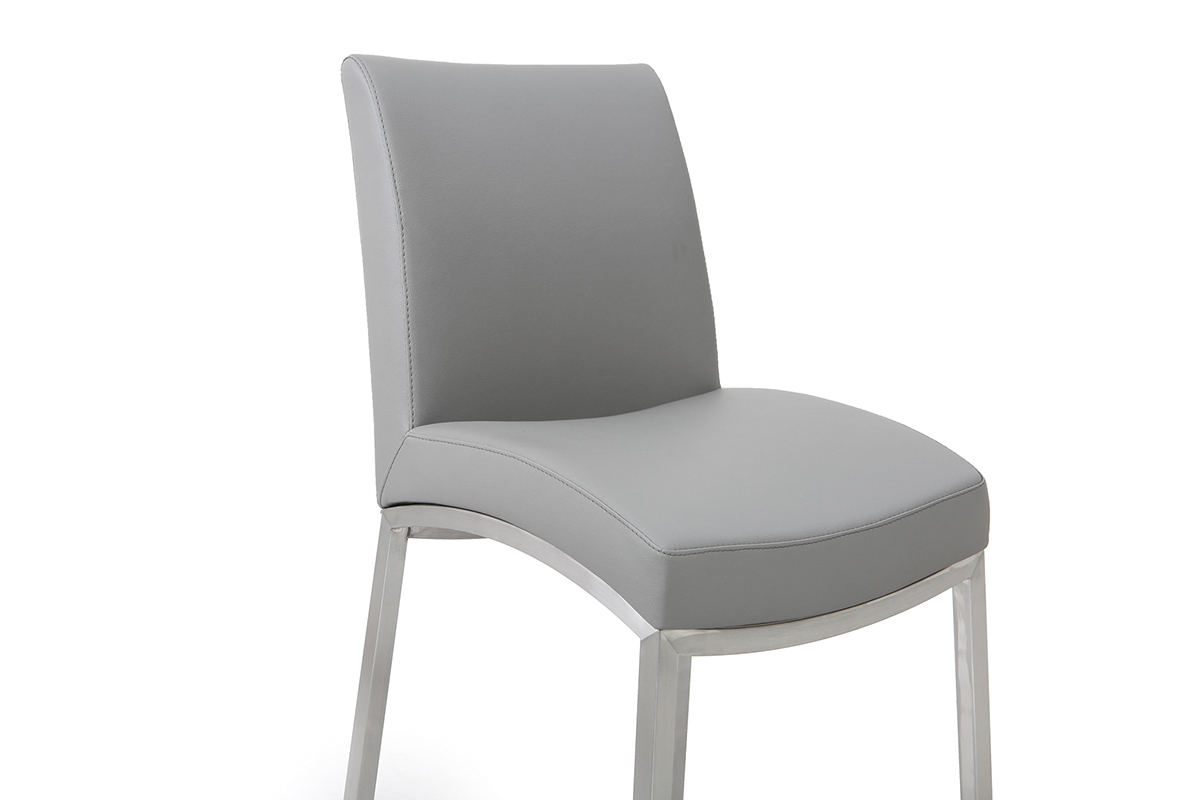 Sgabello da bar alluminio spazzolato PU grigio chiaro 66cm set di 2 OLLY