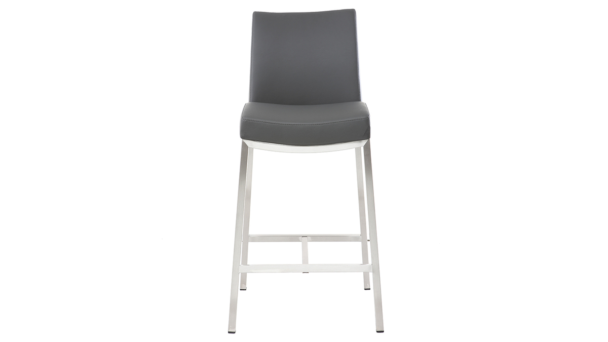 Sgabello da bar alluminio spazzolato PU grigio scuro 66cm set di 2 OLLY