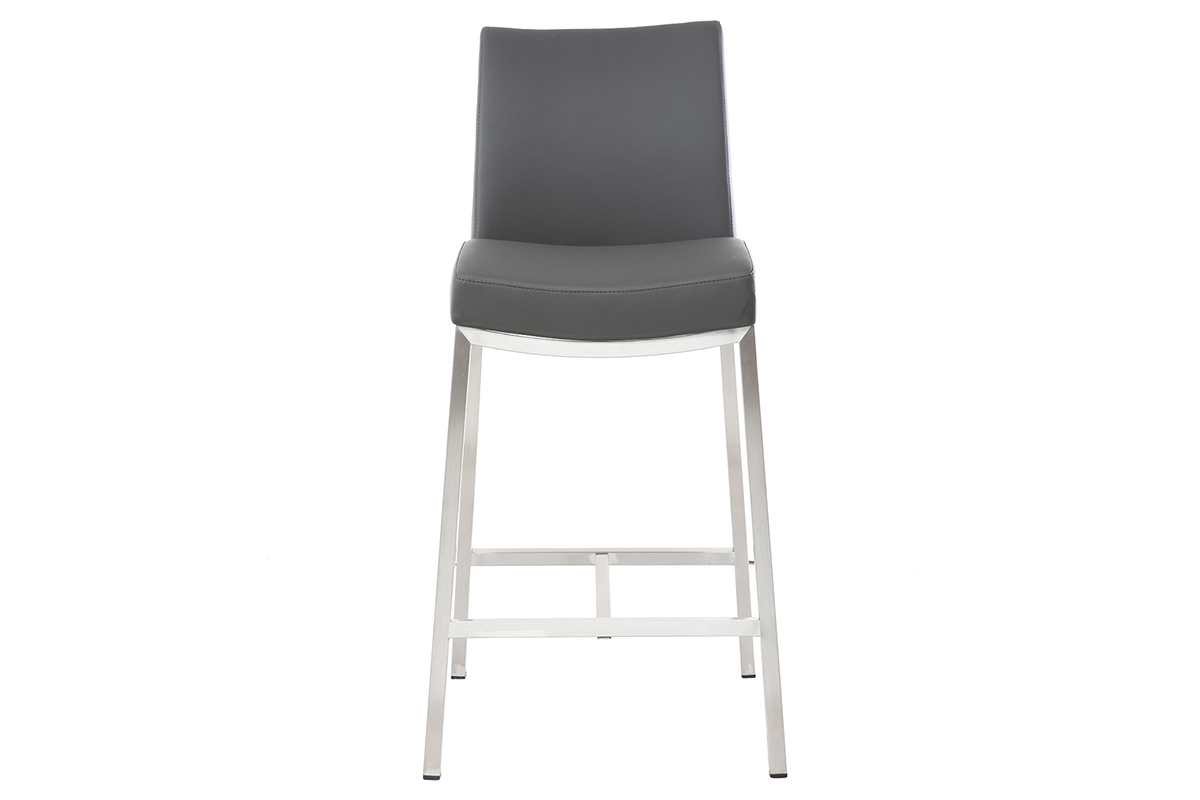 Sgabello da bar alluminio spazzolato PU grigio scuro 66cm set di 2 OLLY