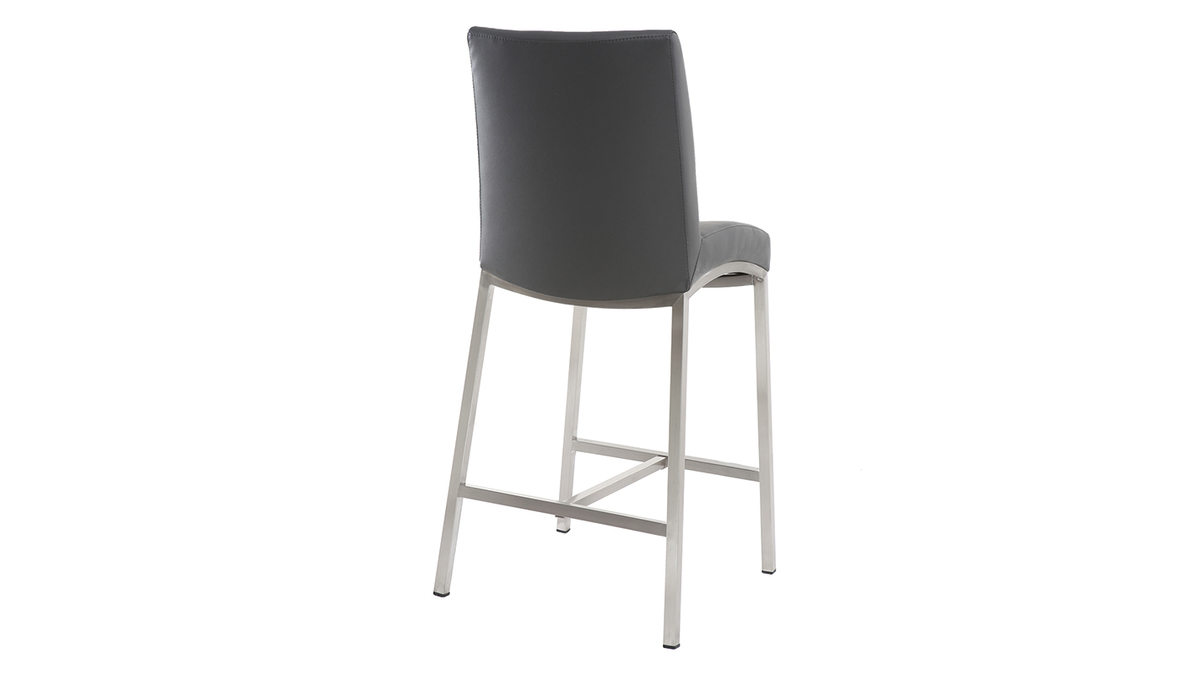 Sgabello da bar alluminio spazzolato PU grigio scuro 66cm set di 2 OLLY