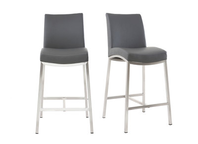 Sgabello da bar alluminio spazzolato PU grigio scuro 66cm set di 2 OLLY