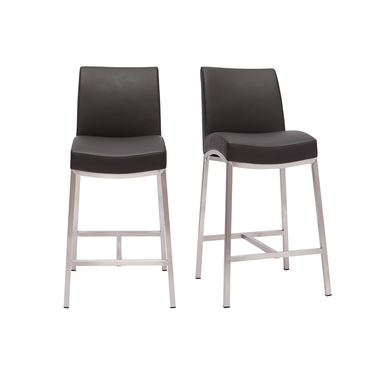 Sgabello da bar alluminio spazzolato PU nero 70cm set di 2 OLLY