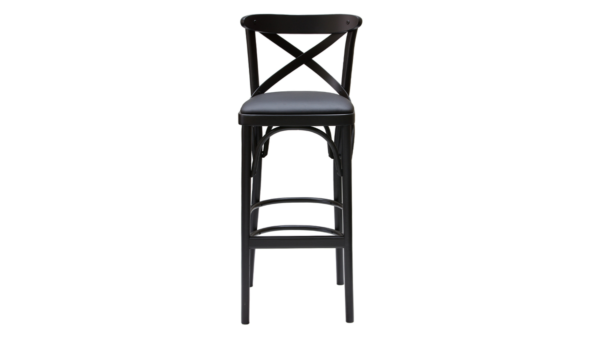 Sgabello da bar bistrot massello di faggio nero H75 MARCEL