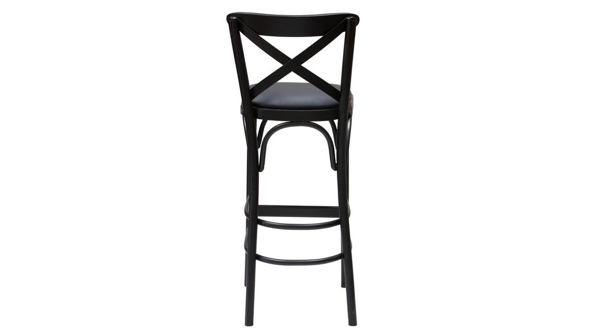 Sgabello da bar bistrot massello di faggio nero H75 MARCEL