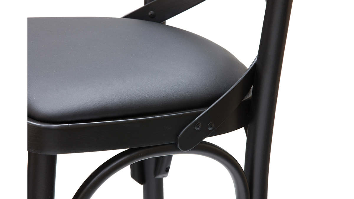 Sgabello da bar bistrot massello di faggio nero H75 MARCEL
