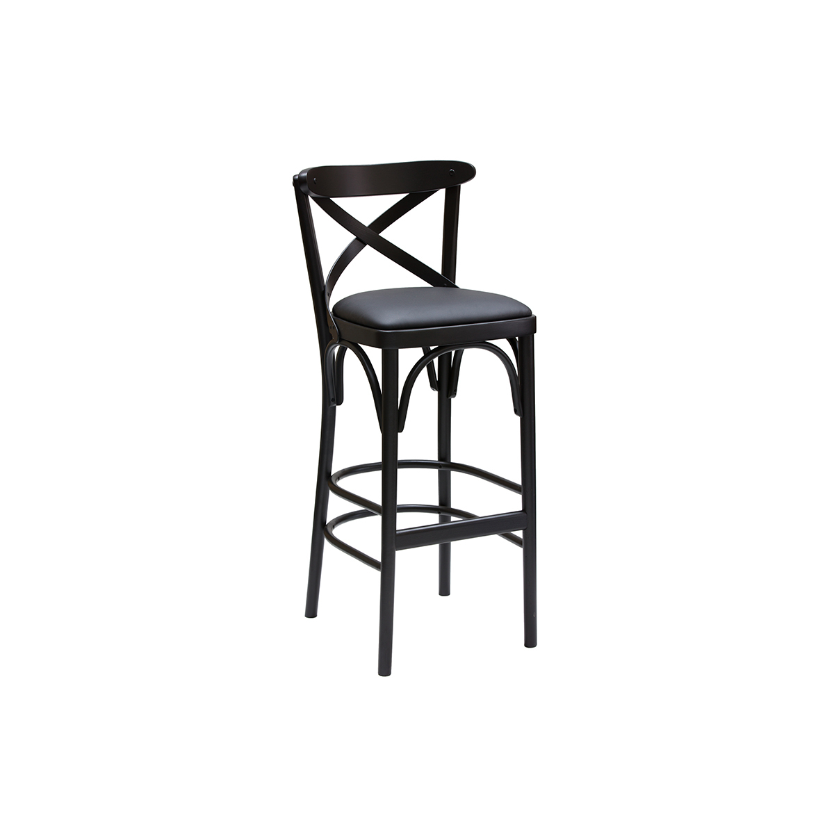 Sgabello da bar bistrot massello di faggio nero H75 MARCEL