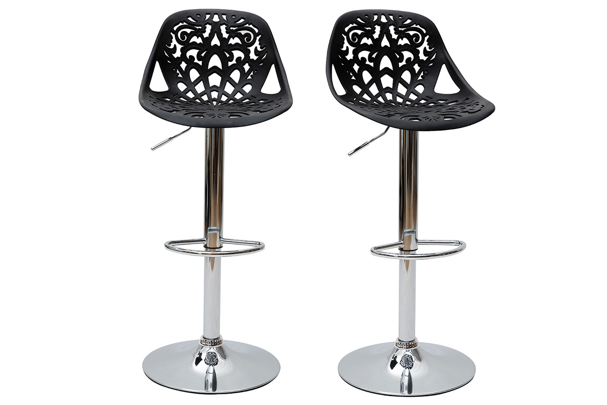 Sgabello da bar design barocco nero (set di 2) BAROCCA