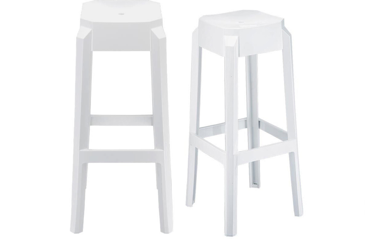 Sgabello da bar design bianchi 75cm coppia di 2 CLEAR