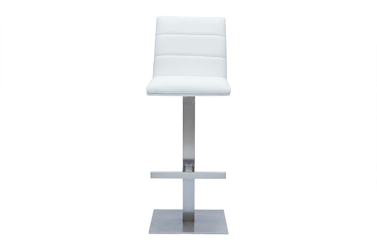 Sgabello da bar design bianco e acciaio inox spazzolato NENY