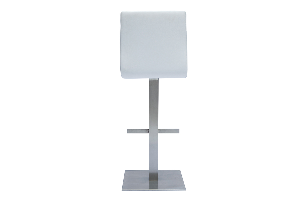 Sgabello da bar design bianco e acciaio inox spazzolato NENY